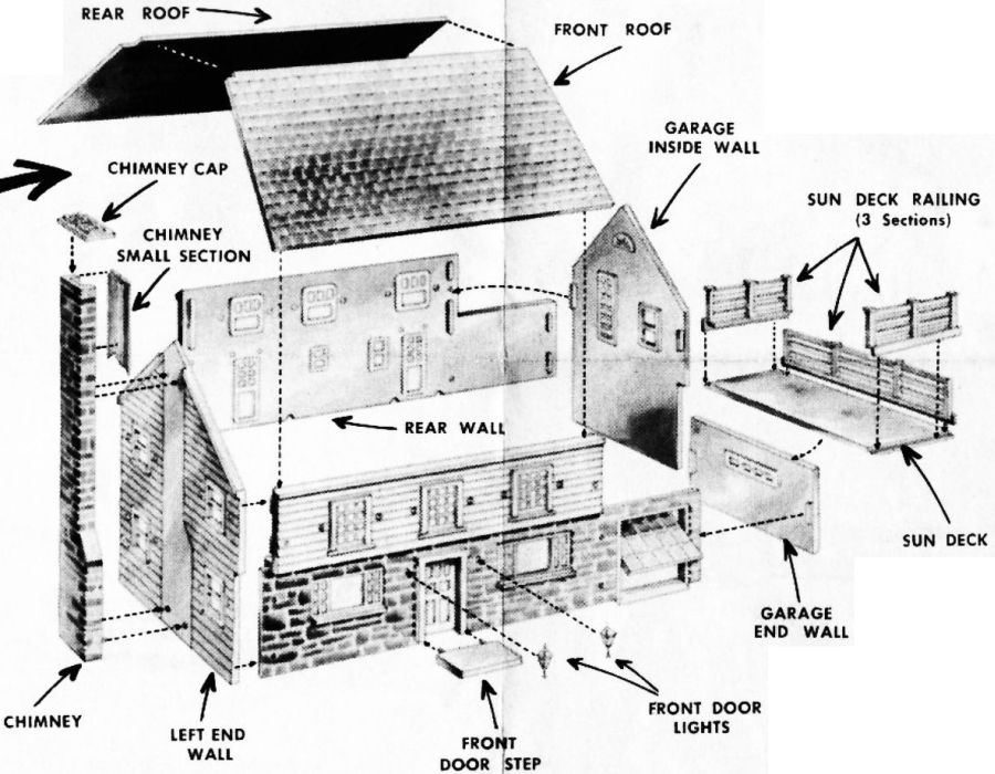 Figure #3 Colonial House Brick Chimney Sun Deck Railing Garage Roof