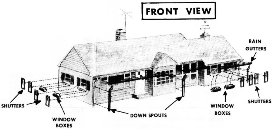 Figure #4 Ranch House Front Skylight Window Glass Side Door Rear Roof