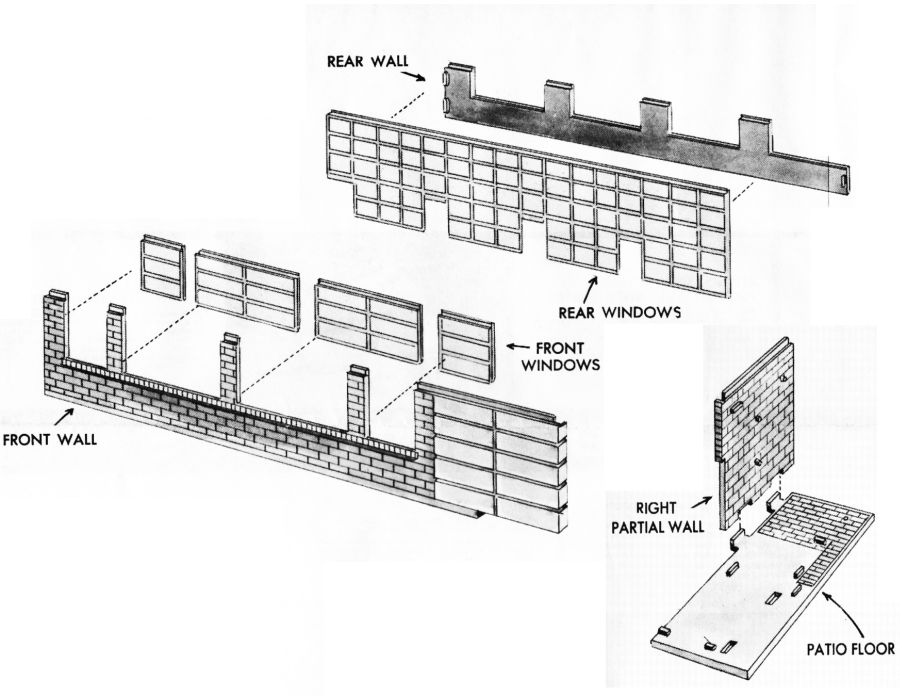 Figure #1 School House Front Rear Walls Right Partial Wall Patio Floor Windows