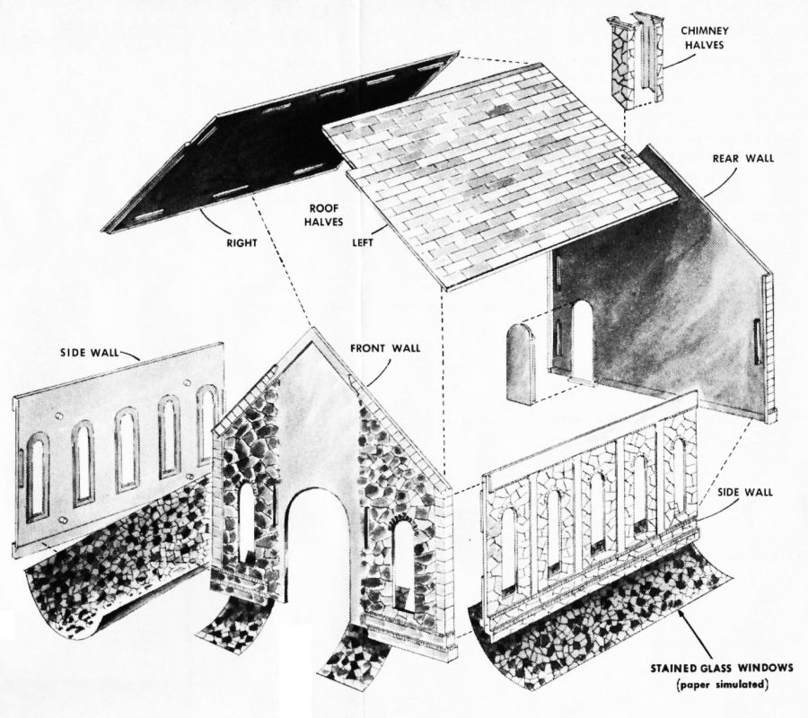 Figure #2 Stained Glass Windows Front Side Rear Walls Roof Chimney