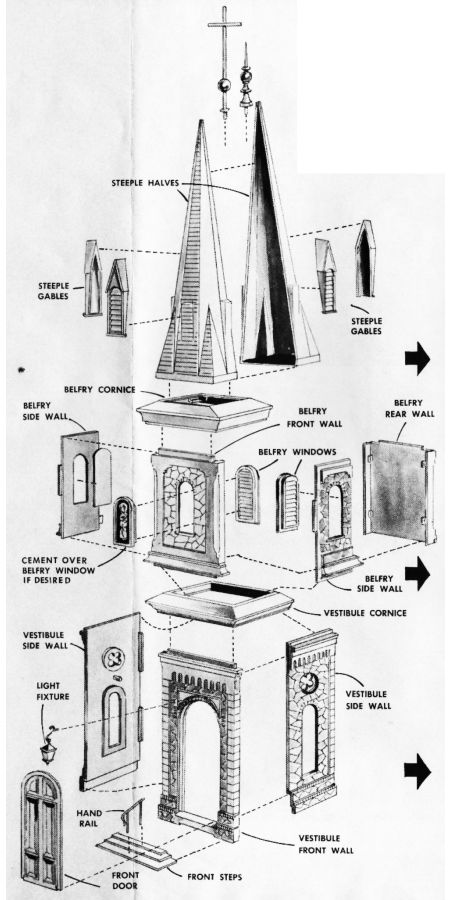 Figure #1 Church Vestibule Walls Belfry Cornice Steeple Gables
