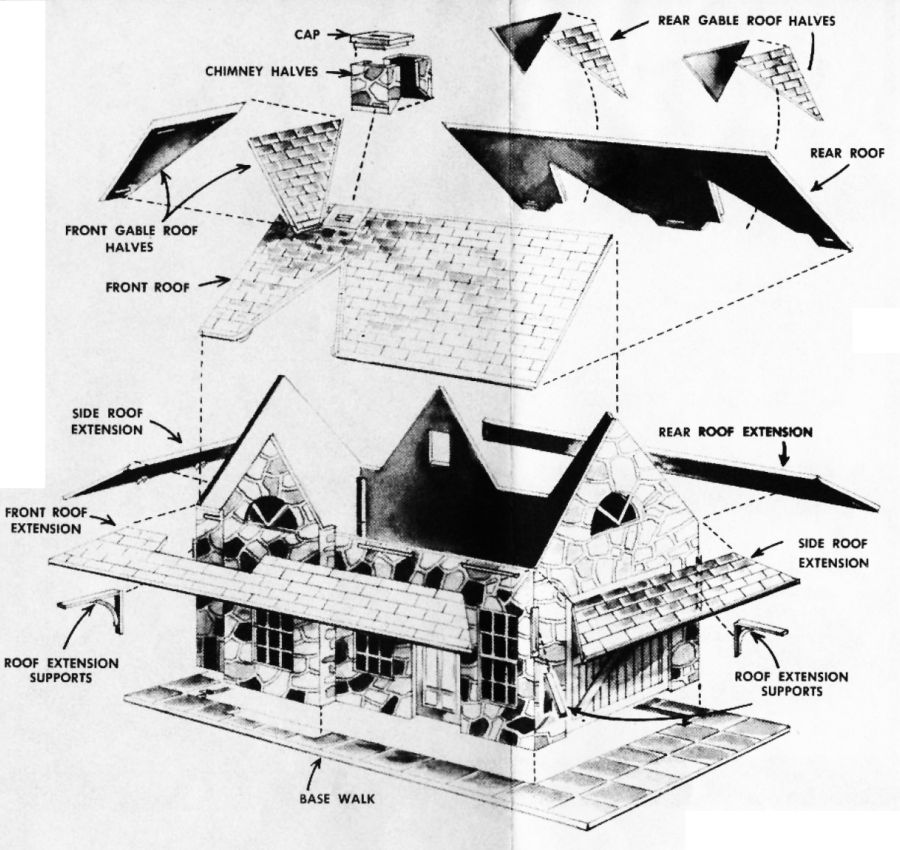 Figure #2 Gable Roof Extension Supports Chimney Halves Cap Base Walk
