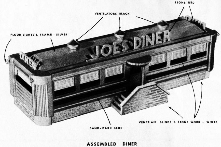 Figure #5 Joes Diner Assembled Painted Silver Black Red Dark Blue White