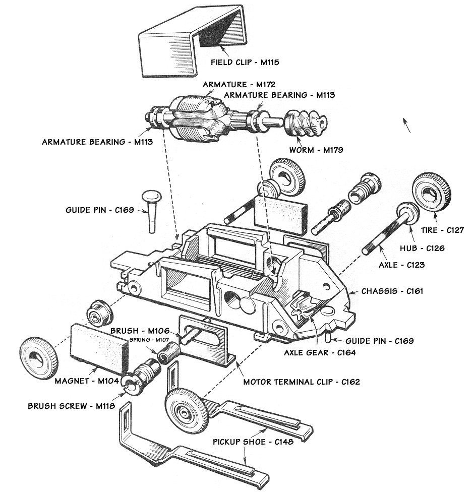 Atlas HO Scale Slot Car Chassis Schematic
