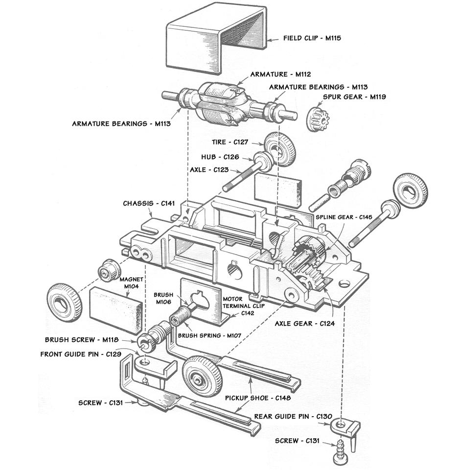 Atlas HO Scale Slot Car Chassis Schematic