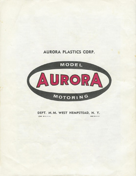 1963 Aurora Super Model Motoring Thunderjet 500 Service Manual Back Cover
