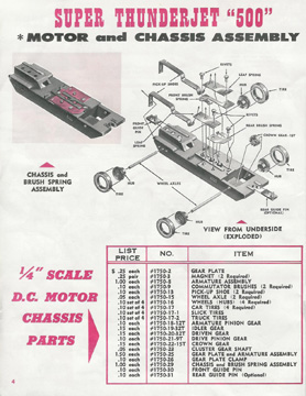 1963 Aurora Super Model Motoring Thunderjet 500 Service Manual Page 04